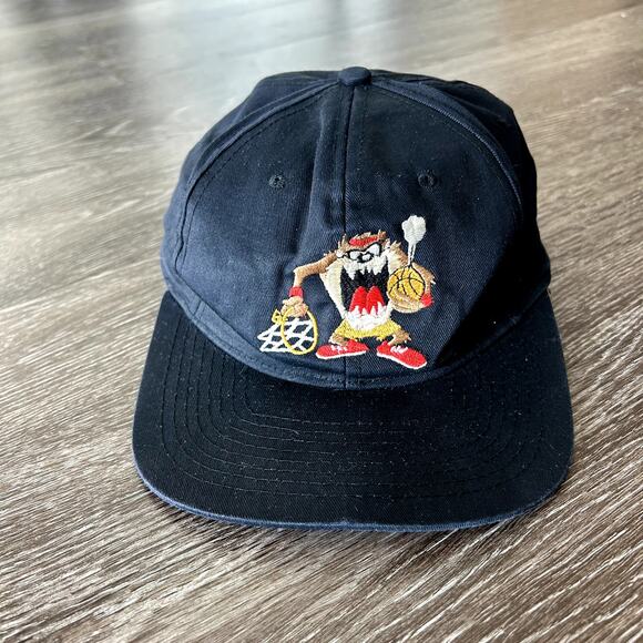 EUC Vintage 1993 Keds Looney Tunes Taz Basketball Black Snapback Hat Adjustable - Picture 8 of 14